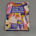 ARTISTRO Dual Tip Acrylic Paint Markers - Artists Drawing Set Easy for All Ages & Levels Acrylic Paint Pens for Fabric, Rocks, Paper, Wood, Canvas, Glass, DIY (Dual Tip Brush + Fine, 72)