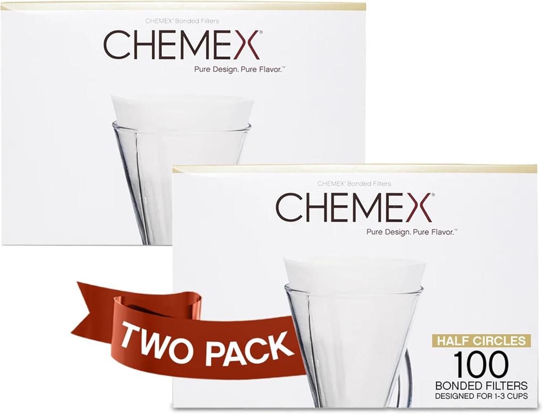 Chemex Bonded Filter - Half Moon - 100 ct - 2 Pack - Exclusive Packaging