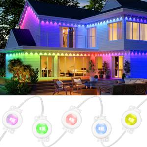 VCOKEN Permanent Outdoor Lights, 111FT with Smart 72 RGB LED Light for House & Outdoor Decor, DIY Scene Mode, IP65 Waterproof Eaves Lighting with App Control Remote for Christmas and Holiday Decor