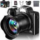 4K Digital Camera for Photography Travel, 56MP Autofocus Vlogging Camera for YouTube, 16X Zoom with 3" 180°Flip Screen & Lens Hood, 32GB Card, Gift Ideas for Teens & Beginners