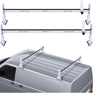 Van Ladder Roof Racks, Universal Cargo roof RackTrailer Ladder Rack ShelfLadder Shelves for Truck,Adjustable Length 56-64, Upgraded Anti Collapse 5-Section 2 Bars and 800 lbs Load Capacity