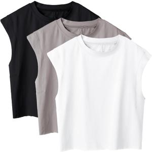 Ainangua Oversized Tank Top for Women Sleeveless Athletic Cropped Activewear Workout Yoga Gym Tops (Black, S)