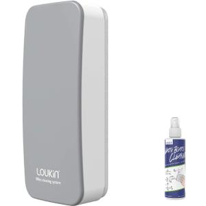 loukin Magnetic Dry Erase Eraser, Whiteboard Eraser, Glass Board Remover, 3.4 fl oz Whiteboard Cleaner Included, for Classroom, Home and Office Use (Grey)