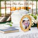 Qunclay 2 Pcs 4 x 6 Inches Vintage Picture Frames Antique Baroque Ornate Resin Rectangle Oval Photo Frames with Glass Front Tabletop and Wall Decor for Home Wedding Christmas Party Decor(Gold)