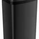 SONGMICS Plastic Kitchen Trash Can, 12-Gallon (45 L) Garbage Can with Stainless Steel Lid, Soft Close, Pedal Waste Bin with Wheels and Rear Handle, Ink Black ULTB533B01