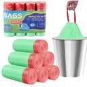 4 Gallon Trash Bags, 0.6 Mil Drawstring White Small Garbage Bags Unscented 15 Liter Extra Thick Plastic Wastebasket Liners, 60 Counts (Green) Only4