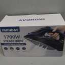 Steam Iron for Clothes 20s Fast Heating, 1700W Iron with 15.21oz Large Water Tank, 3-Way Auto shutoff, Burst Steam, Spray Mist, Anti-Drip, Self-Cleaning, Vertical Ironing for Home, Blue