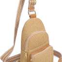 Haytijoe Summer Straw Purse Small Sling Bag RFID Blocking Crossbody Bags for Women Beach Raffia Bags Fanny Packs (Large, Khaki Large)