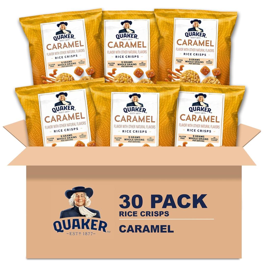 Quaker Rice Crisps, Gluten Free, Caramel, 0.91 Oz, 30 Count, Best By: MAY 03 2026