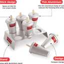 HAZEL Aluminium Kulfi Mould Set of 6 & 12 Ice cream Sticks | Reusable Ice Cream & Popsicle Maker | DIY Kulfi Molds for Homemade Frozen Treats, Ice Pops & Desserts (6 pcs Cone With Stand (Hole Lid))