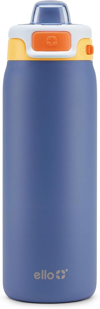 Ello Pop & Fill 18oz Stainless Steel Kids Water Bottle with Quick Fill Lid | Vacuum Insulated BPA Free Bottle with Leak Proof Straw and Chug Lid, Dishwasher Safe, Gift For Kids Teens, Lighthouse