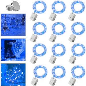 36 Pack Fairy Lights Battery Operated, 3 Speed Modes, Extra 40 Batteries for Replacement, 7Ft 20 LED Mini String Lights, Waterproof Copper Wire, Twinkle Firefly Lights for Christmas Decorations,Blue