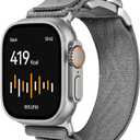 Aulumu C03 Snap Functional Titanium Buckle for Apple Watch Ultra (3/2/1) Nylon Band | Luxury Embossed Texture Knit | Quick-release Design | iWatch Bands for 49/46/45/44MM (Natural Titanium/Gray)