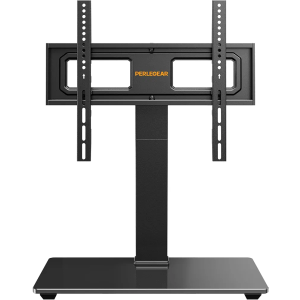 Perlegear Universal Swivel TV Stand for 32–70 inch TVs, Height Adjustable Table Top TV Stand Mount with Tilt, Tempered Glass Base, Holds up to 88 lbs, Max VESA 400x400mm, PGTVS26