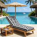 Outdoor Lounge Chair Cushions, 74.4 x 22 x 4.7 Inches Waterproof Fade Resistant Patio Cushion for Chaise Lounger Black