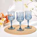 24 Pcs Blue Plastic Wine Glasses, Plastic Goblets for Parties, Vintage Wine Glasses Bulk, Reusable Drinking Glass, Drinkware Cups for Wedding Party Reception Event Supplies
