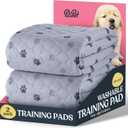 Super Absorbent Washable Pee Pads for Dogs - 2-Pack Superior Reusable Puppy Pads Pet Training Pads 100% Waterproof Dog Pee Pad Protects Against Urine Leakage Non-Slip Grip Prevents Slipping& Bunching, Rectangular - Gray, 18x24 