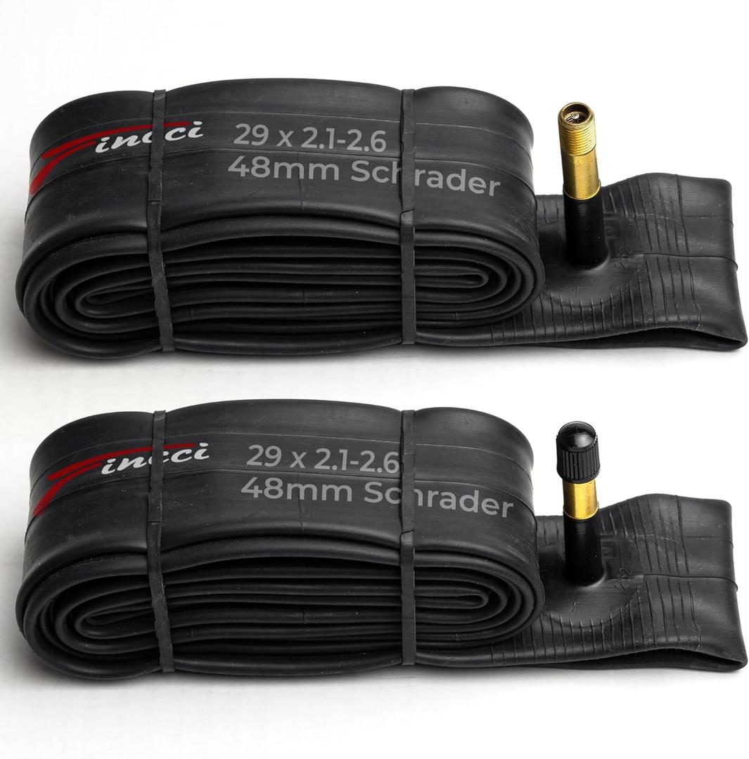Fincci 29 x 2.1/2.2/2.3/2.35/2.4/2.5/2.6 Inch Bike Inner Tube  48mm Presta or Schrader Valve  Butyl Rubber  Fits Mountain & Hybrid Bikes  Pack of 2