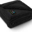 Waterproof Pet Blanket, Liquid Pee Proof Dog Blanket for Sofa Bed Couch, Reversible Sherpa Fleece Furniture Protector Cover for Small Medium Large Dogs Cats, Black Medium57" x 40"