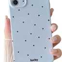 Longlayss Compatible with iPhone 12 Case Polka Dot Phone Case Cute Aesthetic Design Simple for Women Girl Stylish Shockproof Full Camera Protection Cover - Blue