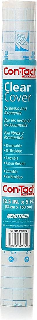 3 x Con-Tact Brand Clear Adhesive Protective Liner, Protect Books and Documents, Easy to Apply Book Cover, 13.5'' x 5'