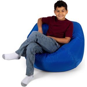 Big Joe Classic Bean Bag Chair for Kids Bedroom and Reading Nook, Easy-Clean Sapphire, Durable Nylon Polyester Blend, 2 feet Refillable, Single