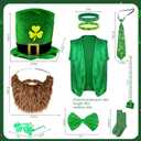 YQUQWN 10 Pcs St. Patricks Day Costume Accessories Set Leprechaun Outfit with Shamrock Hat Sequined Vest Bow Tie Glasses Necklace & Green Party Parade Decorations