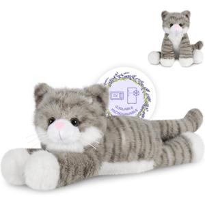 SuzziPals Heatable & Coolable Grey Cats Stuffed Animals, Microwave Heating Pad Animal for Discomfort, Grey Cats Plush for Companion, Cat Plushies Lavender Stuffed Animal, Stuffed Cat Toys Gift (Gray)