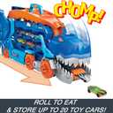 Hot Wheels City Toy Car Track Set, Ultimate T-Rex Transporter, Hauler Transforms into Stomping Dino with Race Track, from Netflix Series “Let’s Race”