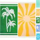 2 Packs Turkish Beach Towel Travel Vacation Essentials Quick Dry Sand Free Oversized Adult Cruise Accessories Must Haves Clearance Stuff Necessities XL Bath Pool Swim Towels Sunshine Coconut Trees
