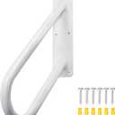 18 Inch Heavy Duty Metal Outdoor Handrails for Exterior Steps, U-Shaped White Powder Coated Hand Railing for Garage, Porch, Garden, Patio, Deck Steps, Wall Mount Staircase Handrail