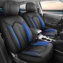 FREESOO Car Seat Covers Full Set, Breathable Faux Leather Seat Covers for Cars, Automotive Universal Seat Cover Protector Fit for Most Sedan SUV Pick-up Truck(BlackBlue)