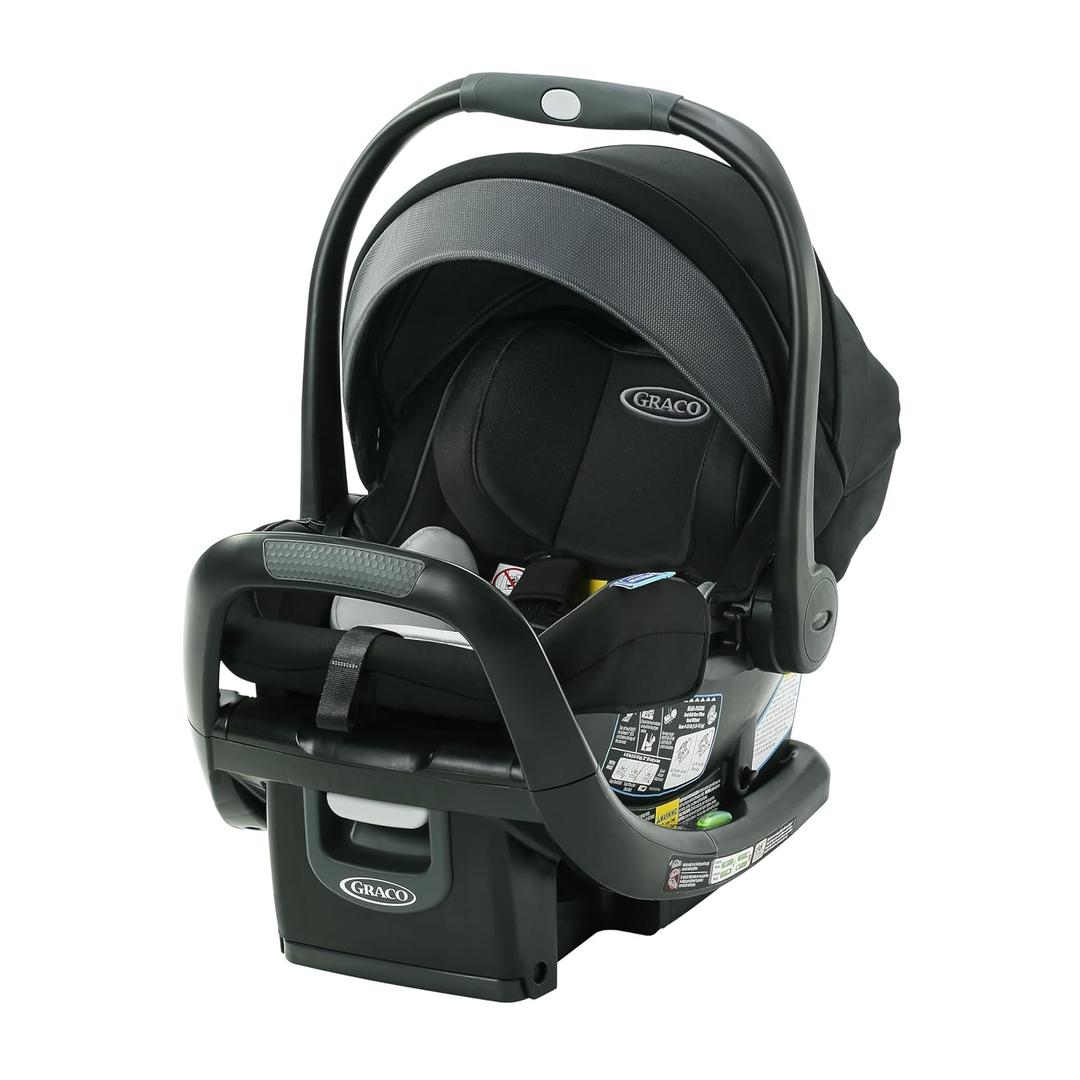 Graco SnugRide SnugFit DLX Infant Car Seat, Baby Car Seat Rear Facing with Anti Rebound Bar, Carseat with Adjustable Base and 5 Recline Positions, Spencer Manufactured  09/18/2019