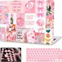 G JGOO Compatible with MacBook Air 13 inch Case 2026 2025-2022 M5 A3449 M4 A3240 M3 A3113 M2 A2681, Plastic Hard Shell for MacBook Air 13.6 inch Case +Keyboard Cover+Screen Protector, Pink Collage