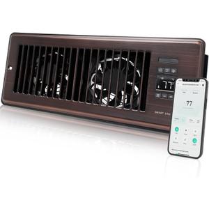 Super Quiet Register Booster Fan for 4" x 12" Register Holes, Smart Register Vent with Dual Intelligent Thermostat and WIFI App Control, Heating Cooling AC Vent Fan (ORB) (Oil Rubbed Bronze)