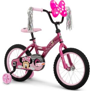 Huffy Disney Girls' Bikes, 16 Inch Sizes, Ages 3+ Years Old, Disney Princess, Minnie Mouse, Frozen Bicycles, Characters, Removable Training Wheels, Streamers, Easy Assembly, Durable, Safe