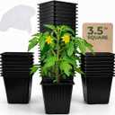 CARPATHEN 60Pack Square Nursery Pots - 3.5 Inch Seedling Plant Pot with Drainage Holes - 1020 Tray Optimized - Reusable Sturdy Seed Starter Pots for Flowers, Vegetables, Greens