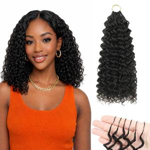 Water Wave Feather Crochet Hair 12inch 50strands Natural Black,Pure Protein Fiber Close To Human Hair,Miracle Knots Pre-Separated Invisible Curly Hair Extensions 12inch,1B#