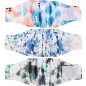 wegreeco Washable Male Dog Belly Band (Stylish Pattern)- Pack of 3 - Washable Male Dog Belly Wrap, Dog Diapers Male (Tie-dye, Ink, Small) (Small (11" to 14"))