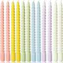 10 Inch Cream Spiral Taper Candles for Home Decoration, 12 Pack Candy-Color Candlesticks for Dinner Party Wedding Holiday