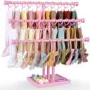 POVETIRE Headband Holder Stand Storage for Baby, 3 Tier Wooden Bow Organizer for Girls Hair Bows, Infant Hair Accessories Rack Display for Nursery Decor (PINK)