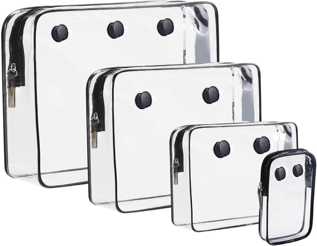 4 packs Clear Pouches for Bogg Bag Accessories Clear Beach Tote Bag Storage Travel Cosmetic Organizer (Black)