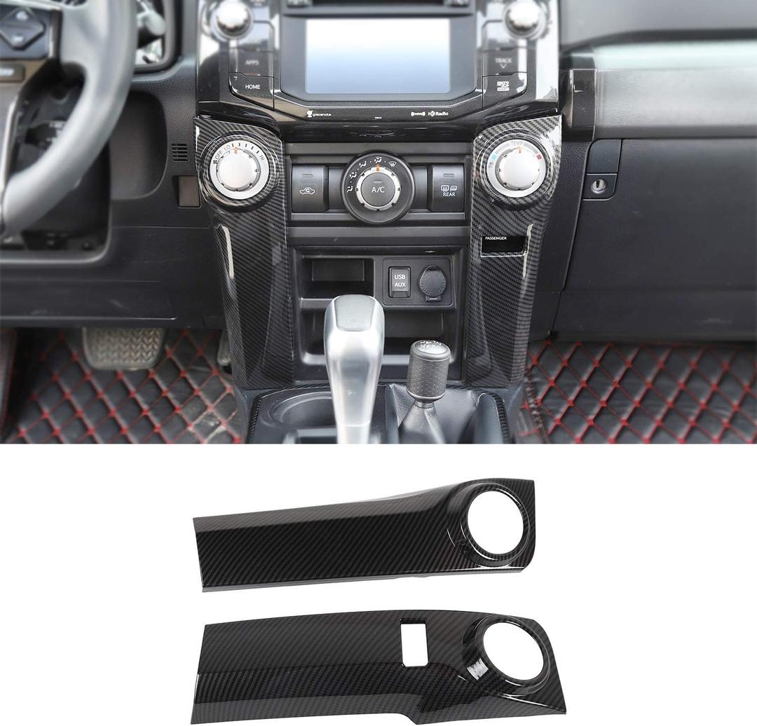 JeCar Air Conditioner Switch Panel Cover ABS Interior Decoration Trim Compatible with Toyota 4Runner 2010-2019, Carbon Fiber Texture