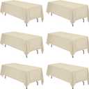 BRILLMAX 6 Pack Beige Tablecloths 70 x 120 Inch for 6ft or 8ft Rectangle Tables - Rectangular Bulk Linen Polyester Fabric Washable Cloth Cover for Wedding Reception Banquet Birthday Party
