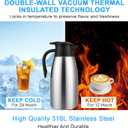 4 PCS 68 Oz Thermal Coffee Carafe with 4 PCS Brushes, SUS 304 Stainless Steel Double Walled Vacuum Insulated Coffee Carafes for Keeping Hot 12 Hours, Cold 24 Hours, Carafe for Hot Liquids, Beverages