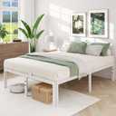 Queen Bed Frame, 14 Inch Metal Platform Bed Frame with Rounded Legs, White