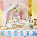Timy Full Size House Shape Bed Frame Montessori House Bed with High Rails