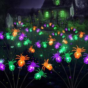 6Pack Total 48LED Purple Orange and Green Spider Solar Halloween Lights Outdoor - Solar Firefly Lights Outdoor, Sway by Wind, Waterproof for Garden Patio Pathway Halloween Decorations 6Pack Total 48LED Purple Orange and Green Spider Solar Halloween Lights Outdoor - Solar Firefly Lights Outdoor, Sway by Wind, Waterproof for Garden Patio Pathway Halloween Decorations