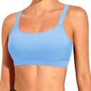 Tempt Me Women Sports Bra Bikini Tops Scoop Neck Bathing Suits Top Padded Swim Crop Tops Only (Large, Light Blue)