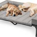 Veehoo Cooling Elevated Dog Bed Add Removable Waterproof Bolster Cushion Mat, Raised Pet Cot with Breathable Teslin Mesh, No-Slip Feet, Dog Couch Bed for Indoor Outdoor, 59x37.5inches, Grey, CWC2331B